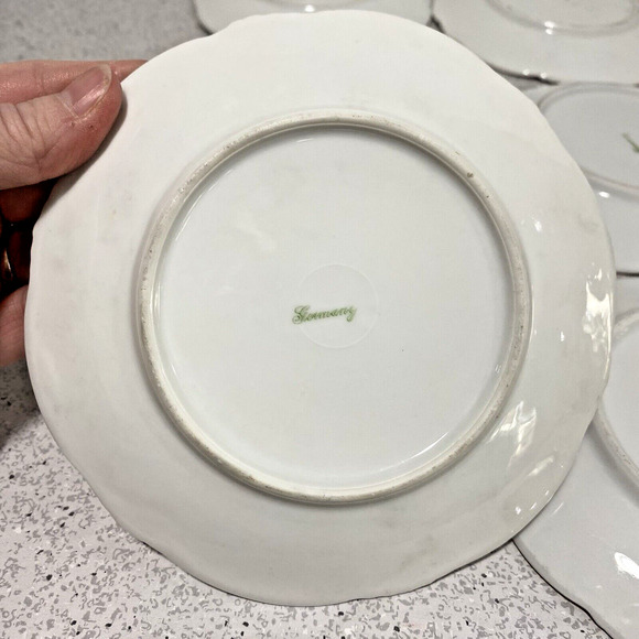 Art Nouveau Germany dessert bread plates set of 6 pink & yellow flowers romantic - Picture 7 of 9